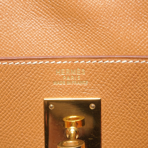 HERMES 2020 Kelly 32 OY Stamp Gold Courchevel Handbag Brown WS26404