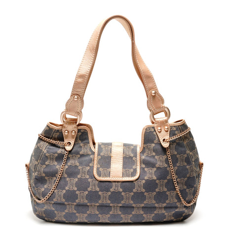 CELINE Denim Macadam Shoulder Bag Navy WS26411