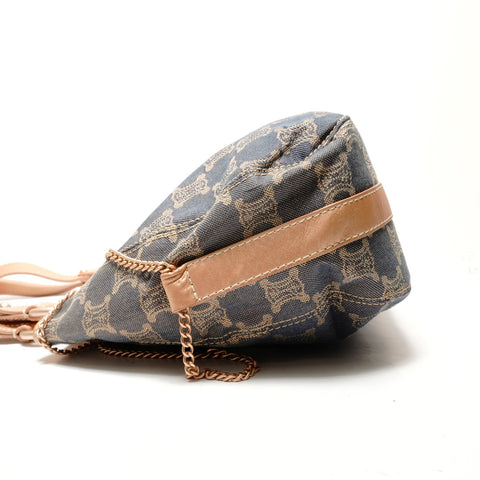 CELINE Denim Macadam Shoulder Bag Navy WS26411