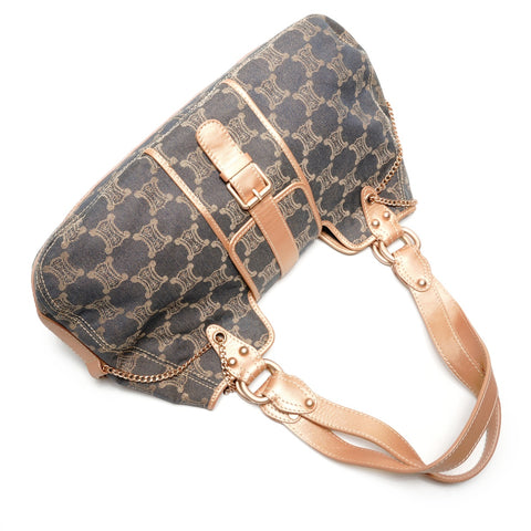 CELINE Denim Macadam Shoulder Bag Navy WS26411