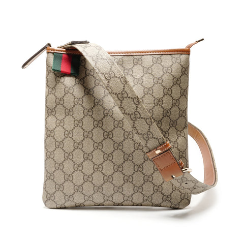 GUCCI Shelly GG Supreme PVC 邮差包 单肩包 米色 WS26412