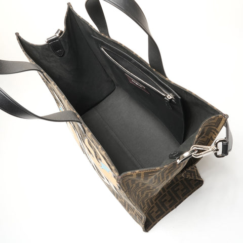 FENDI Pokmon Collaboration Dragonite Zucca Pattern Canvas Tote Bag Brown WS26421