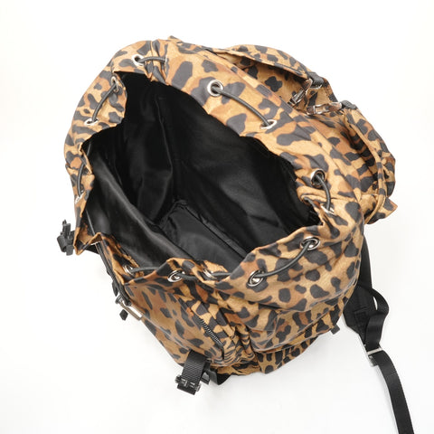 PRADA Nylon Leopard Pattern Backpack  Daypack Brown WS26424