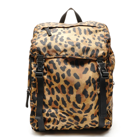 PRADA Nylon Leopard Pattern Backpack  Daypack Brown WS26424