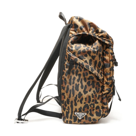 PRADA Nylon Leopard Pattern Backpack  Daypack Brown WS26424