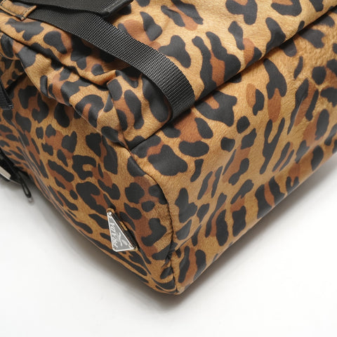 PRADA Nylon Leopard Pattern Backpack  Daypack Brown WS26424