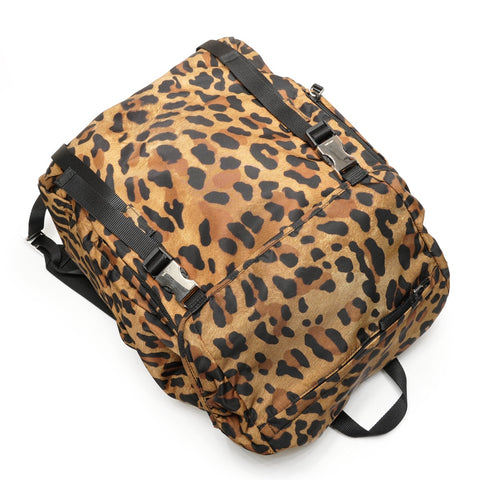 PRADA Nylon Leopard Pattern Backpack  Daypack Brown WS26424