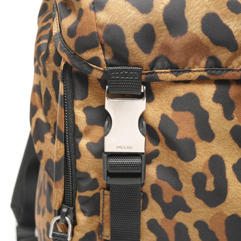 PRADA Nylon Leopard Pattern Backpack  Daypack Brown WS26424