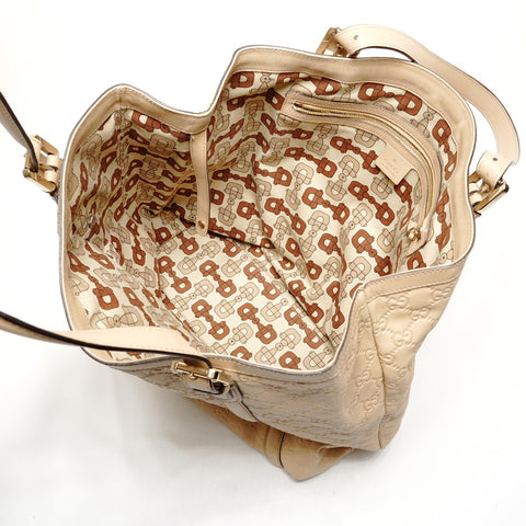 GUCCI GG Double G Leather Tote Bag beige WS26425