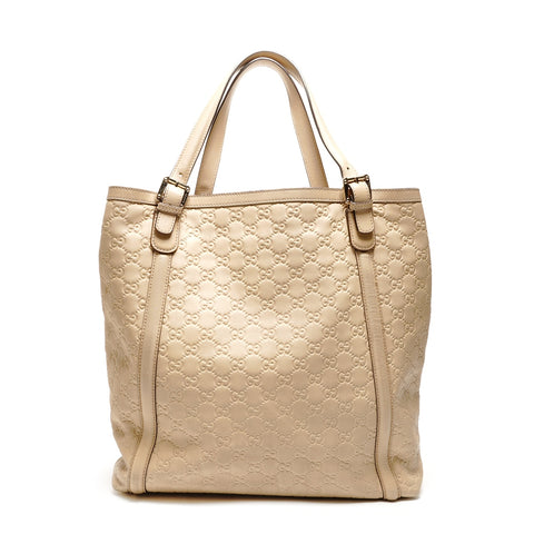 GUCCI GG Double G Leather Tote Bag beige WS26425