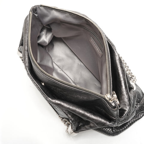 CHANEL No. 12 2008-2009 COCO Mark Punched Leather 2-Way Shoulder Bag gray WS26427