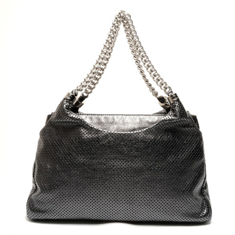 CHANEL No. 12 2008-2009 COCO Mark Punched Leather 2-Way Shoulder Bag gray WS26427