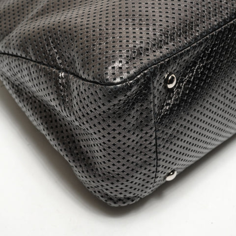 CHANEL No. 12 2008-2009 COCO Mark Punched Leather 2-Way Shoulder Bag gray WS26427