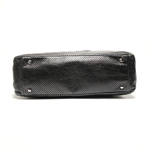 CHANEL No. 12 2008-2009 COCO Mark Punched Leather 2-Way Shoulder Bag gray WS26427