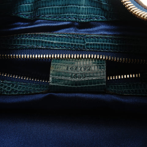 GUCCI Sequined hobo bag with buckle design Handbag blue WS26428