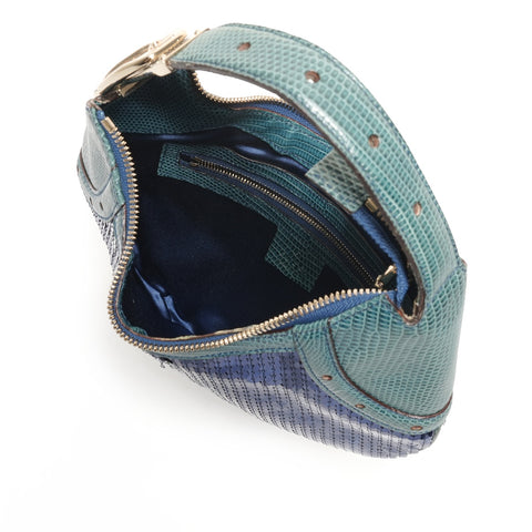 GUCCI Sequined hobo bag with buckle design Handbag blue WS26428