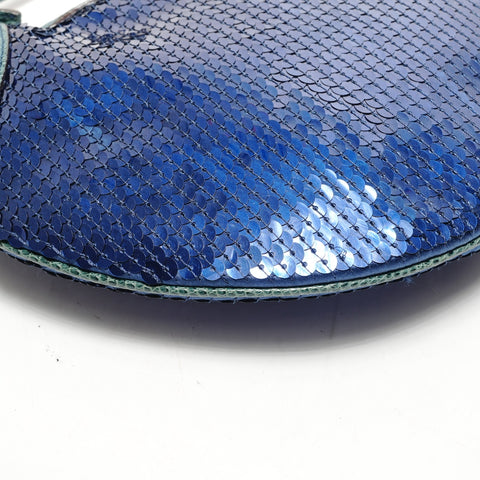 GUCCI Sequined hobo bag with buckle design Handbag blue WS26428