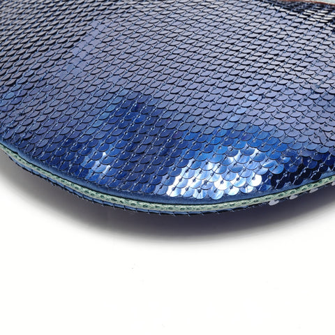 GUCCI Sequined hobo bag with buckle design Handbag blue WS26428