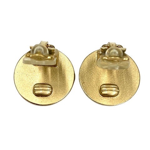 Chanel Coco Mark Colored Stone Round Earrings Gold WS2643