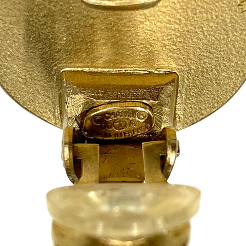 Chanel Coco Mark Colored Stone Round Earrings Gold WS2643