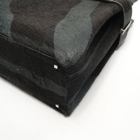 Salvatore Ferragamo Harako Zebra Pattern Gancini Handbag black WS26431
