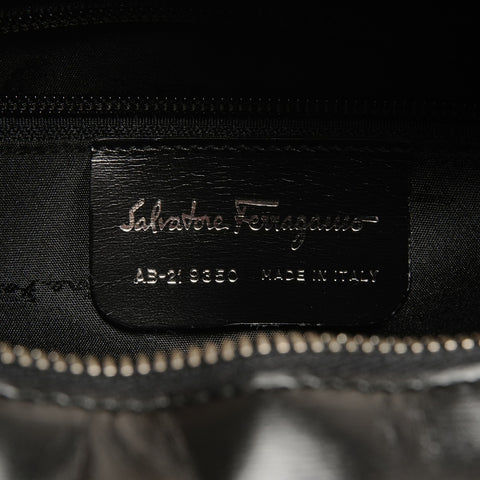 Salvatore Ferragamo Harako Zebra Pattern Gancini Handbag black WS26431