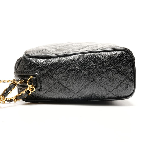 CHANEL No. 3 1994-1996 COCO Mark Fringe Caviar Camera Bag Matelasse Shoulder Bag black WS26434
