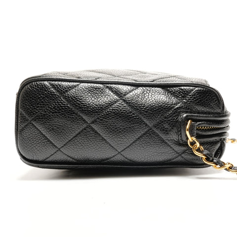 CHANEL No. 3 1994-1996 COCO Mark Fringe Caviar Camera Bag Matelasse Shoulder Bag black WS26434