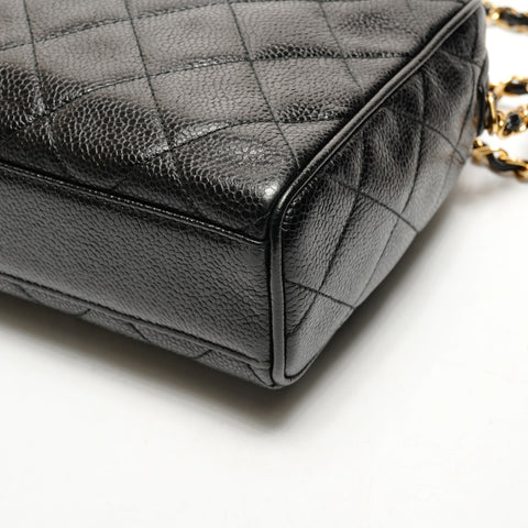 CHANEL No. 3 1994-1996 COCO Mark Fringe Caviar Camera Bag Matelasse Shoulder Bag black WS26434