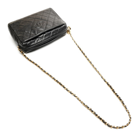 CHANEL No. 3 1994-1996 COCO Mark Fringe Caviar Camera Bag Matelasse Shoulder Bag black WS26434