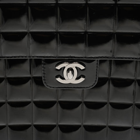 CHANEL No. 7 Chocolate Bar Patent Leather 2002-2003 Handbag black WS26435
