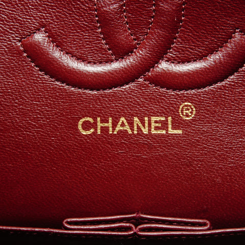 CHANEL Double flap lambskin matelass chain 9.8" 1st series 1989-1991 Shoulder Bag black WS26436