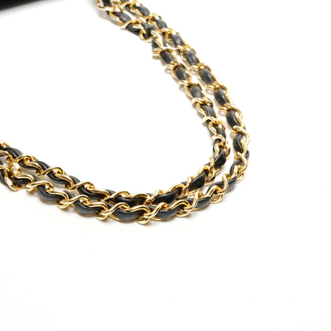 CHANEL Double flap lambskin matelass chain 9.8" 1st series 1989-1991 Shoulder Bag black WS26436