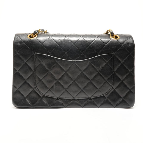 CHANEL Double flap lambskin matelass chain 9.8" 1st series 1989-1991 Shoulder Bag black WS26436
