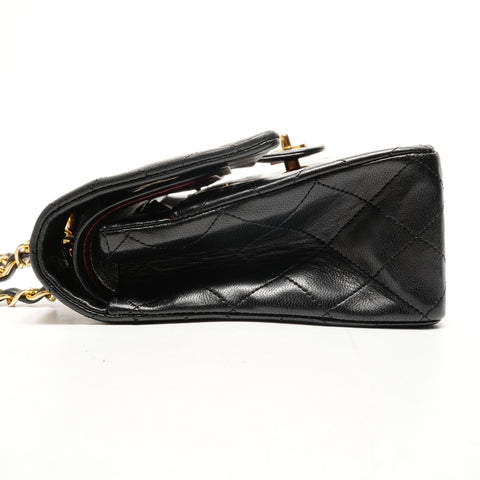 CHANEL Double flap lambskin matelass chain 9.8" 1st series 1989-1991 Shoulder Bag black WS26436