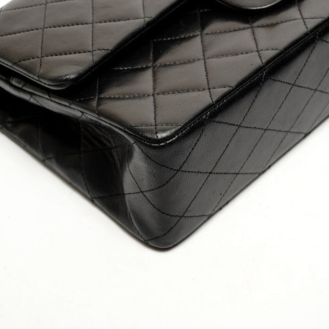 CHANEL Double flap lambskin matelass chain 9.8" 1st series 1989-1991 Shoulder Bag black WS26436