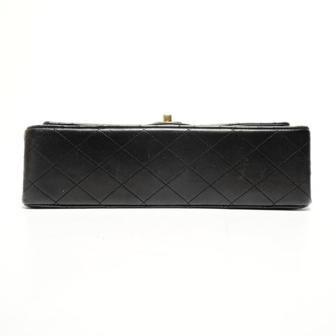 CHANEL Double flap lambskin matelass chain 9.8" 1st series 1989-1991 Shoulder Bag black WS26436