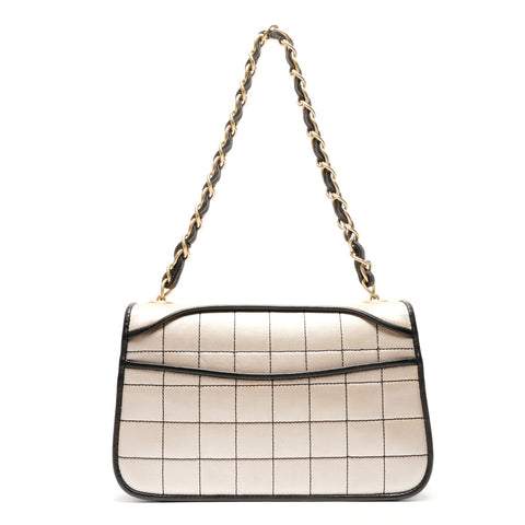 CHANEL No. 6 2000-2002 Satin Chocolate Bar Shoulder Bag beige WS26437