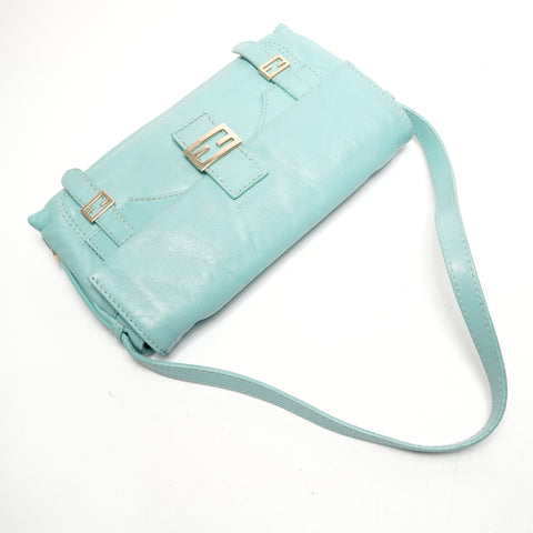 FENDI Mamma Bucket Leather Shoulder Bag blue WS26439