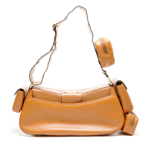 Christian Dior Street Chic Pocket Leather Shoulder Bag Brown WS26440