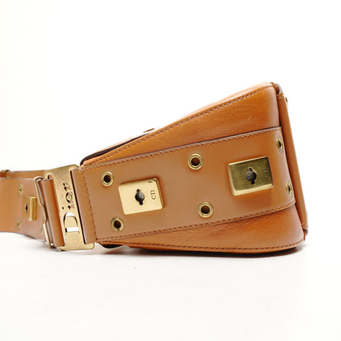 Christian Dior Street Chic Pocket Leather Shoulder Bag Brown WS26440