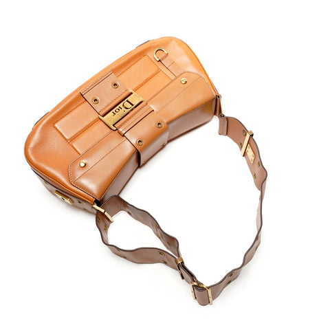 Christian Dior Street Chic Pocket Leather Shoulder Bag Brown WS26440