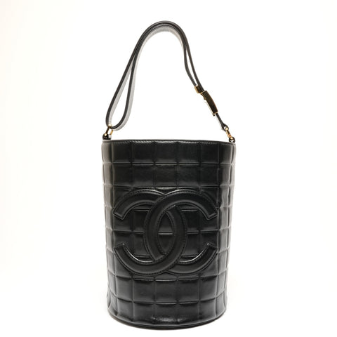 CHANEL No. 7 2002-2003 Lambskin Chocolate Bar Shoulder Bag black WS26441
