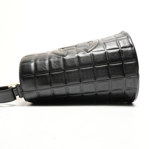 CHANEL No. 7 2002-2003 Lambskin Chocolate Bar Shoulder Bag black WS26441