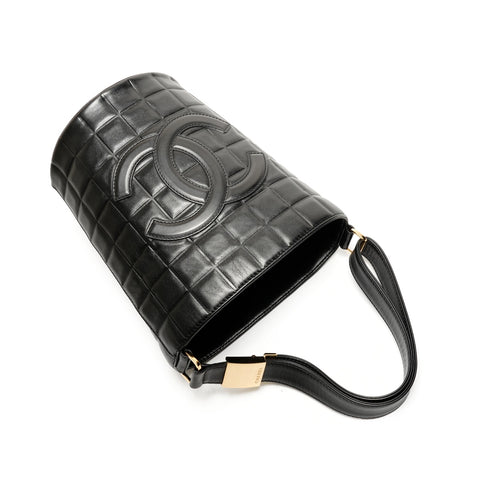 CHANEL No. 7 2002-2003 Lambskin Chocolate Bar Shoulder Bag black WS26441