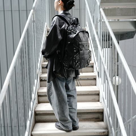 BALENCIAGA Le Cagole Leather Backpack Backpack  Daypack black WS26444