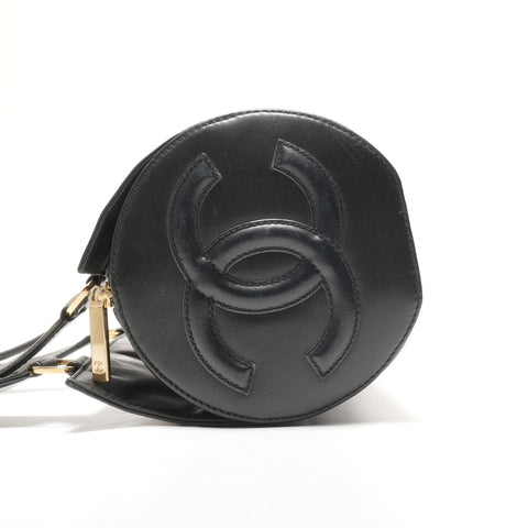 CHANEL No. 7 Chocobar Lambskin Drum Bag 2002-2003 Shoulder Bag black WS26445