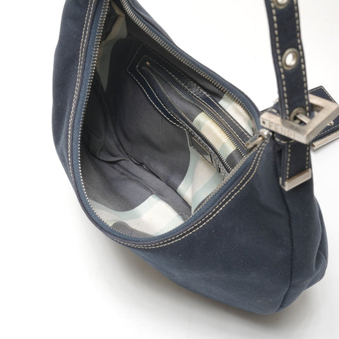 FENDI Denim Mamma Hobo Half Moon One Belt Shoulder Bag Navy WS26446
