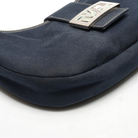 FENDI Denim Mamma Hobo Half Moon One Belt Shoulder Bag Navy WS26446