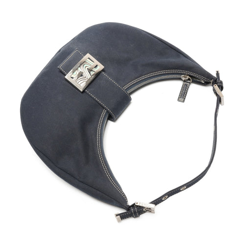 FENDI Denim Mamma Hobo Half Moon One Belt Shoulder Bag Navy WS26446
